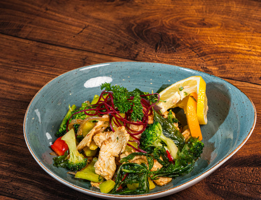 Thai Basil Chicken Served with Steamed Rice