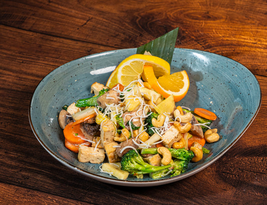 Coconut Cashew Vegetables Served with Steamed Rice